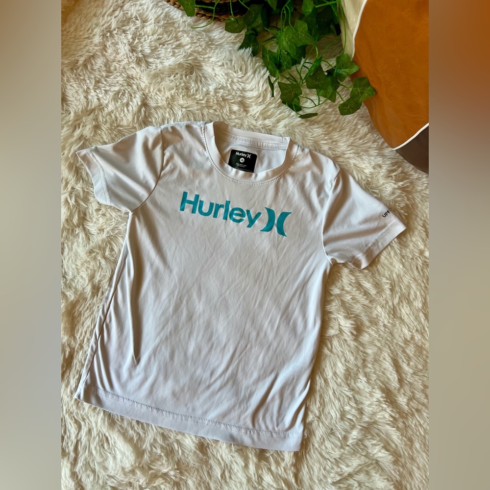 Hurley Kids Swim Rashguard - White and Teal